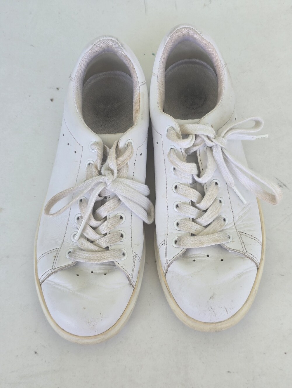 Tory Burch White Leather Low Top Lace Up Sneakers Gold Logo Size 6.5M Women